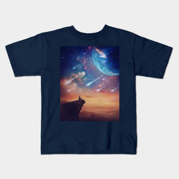 Meteor Shower Kids T-Shirt by psychoshadow
